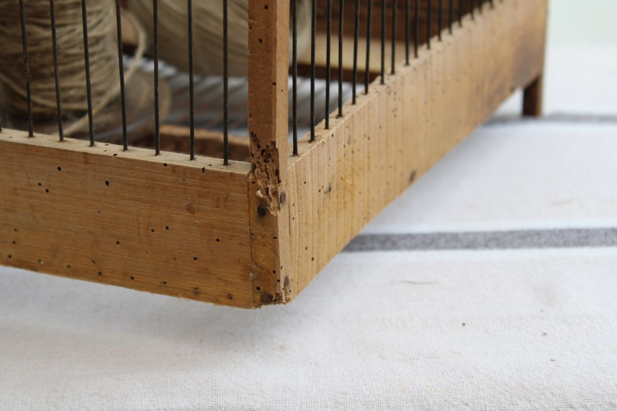 Ancienne cage à oiseaux en bois