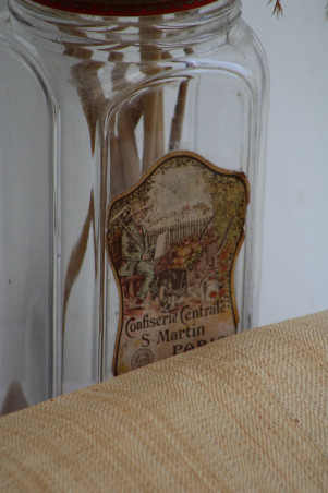 Ancien bocal à confiserie en verre