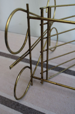 Porte-vinyles en métal doré