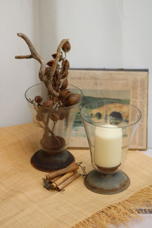 Lot de deux photophores en verre