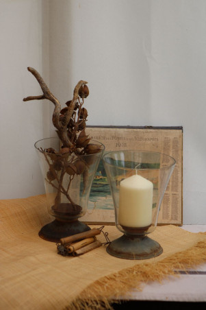 Lot de deux photophores en verre