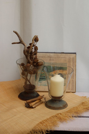 Lot de deux photophores en verre