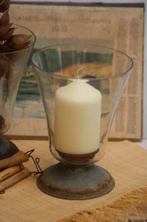 Lot de deux photophores en verre