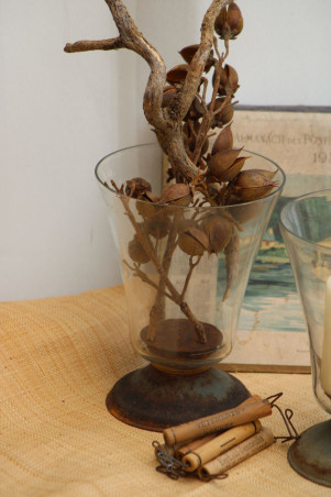 Lot de deux photophores en verre
