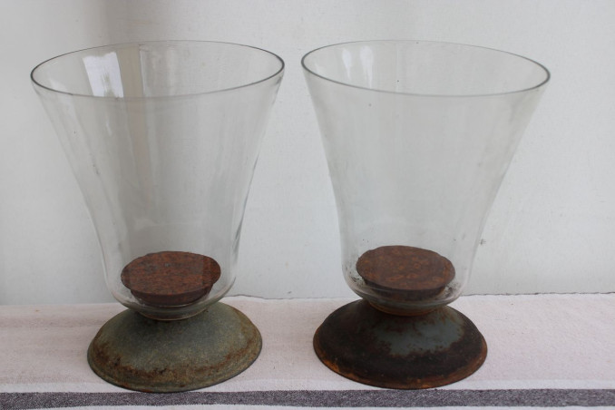 Lot de deux photophores en verre
