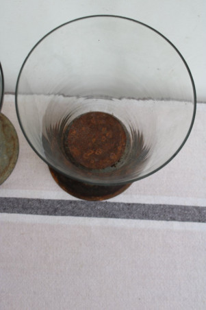 Lot de deux photophores en verre