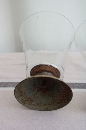 Lot de deux photophores en verre