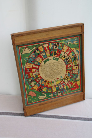 Ancien jeu de l'oie en bois