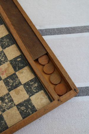 Ancien jeu de l'oie en bois
