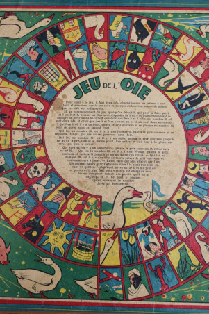Ancien jeu de l'oie en bois