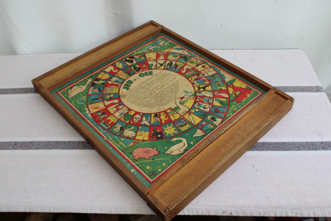 Ancien jeu de l'oie en bois