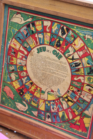 Ancien jeu de l'oie en bois