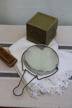 Ancien miroir à poser en métal